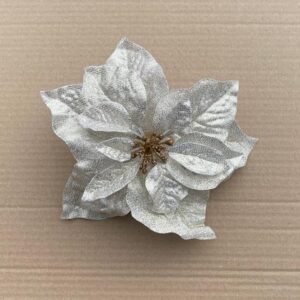Poinsettia Champagne Gold 20cm Pack x4 Clip On Flower Christmas Decoration