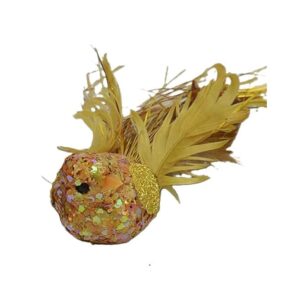 Gold Feathered Bird Christmas Decorations / Ornaments 16cm Pack x4