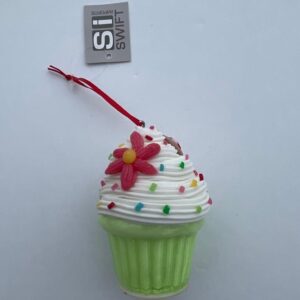 Pack x 2 LED Colour Changing Cup Cake Christmas Decoration Batt-Operated 9cm