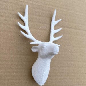 Pack x4 Reindeer Head Christmas Tree Ornaments 10cm White