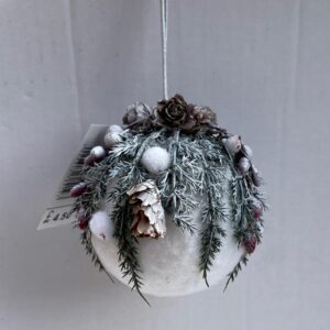 Decorated Snowball Bauble Christmas Decorations 90mm Pack x 4