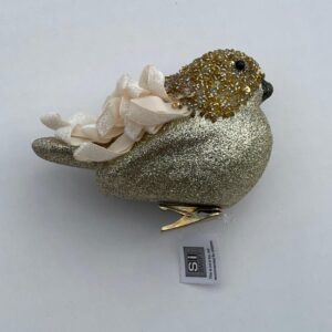 New Design 9cm Glittered Fat Robin 'Champagne Gold' Clip On Christmas Decoration