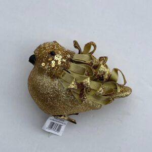 Glittered Fat Robin 'Gold' Clip On Christmas Decoration 9cm
