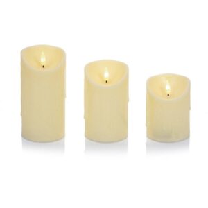 Premier Decorations Set of 3 Cream FlickaBright Candles