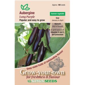 Aubergine Long Purple (Solanuum Melongen) Pack Kings Vegetable Seeds