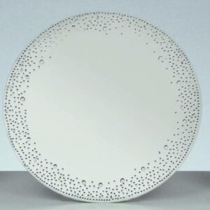 20cm Diameter Silver Mirror Candle Plate With Crystals Round