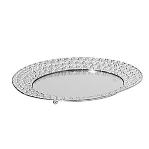 New Designer 30cm Beaded Mirror Plate / Dish Silver