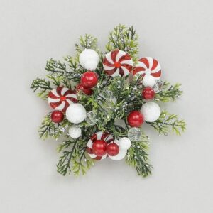 Candle Ring 1" Christmas Decoration 'Candy Cane' Fits Dinner Candles