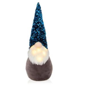 Christmas Gonk Gnome Decoration Santa Figurine LED Lit Nose B/O 45cm Teal Hat