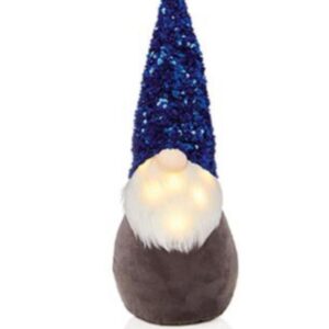 Christmas Gonk Gnome Decoration Santa Figurine LED Lit Nose B/O 45cm Dk Blue Hat
