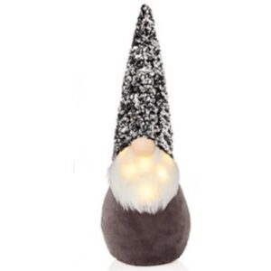Christmas Gonk Gnome Decoration Santa Figurine LED Lit Nose B/O 45cm Silver/Grey Hat