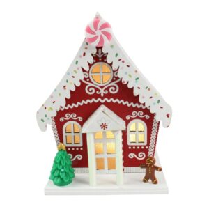 Light Up Christmas House Red 20x12.5cm Battery Operated Figurine 00033