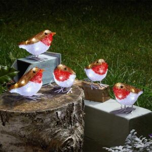 InLit Ice Set x5 Robins LED Christmas Figures + Timer
