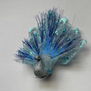 Pair New 19cm Peacocks Clip On Christmas Decoration Birds Blue
