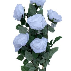 Large White Rose Artificial Silk Flowers Pack x12 Stems Superb Value!