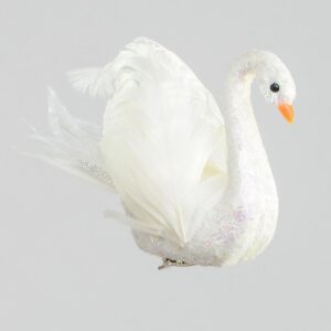 Bird Decoration White Swan 14cm Clip On Christmas Decorations Pack x4