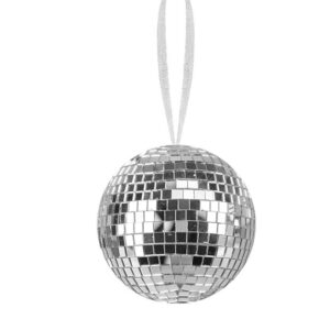 Silver Mirror / Disco Balls / Baubles Christmas Tree Decorations 80mm Size Pack X 6