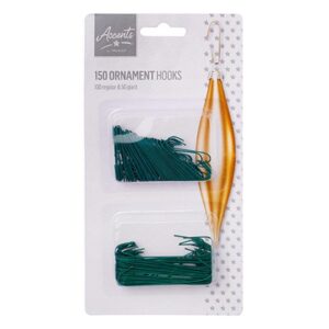 Pack 150 Metal Christmas Tree Decoration Hooks 4 Christmas Tree Ornaments Green