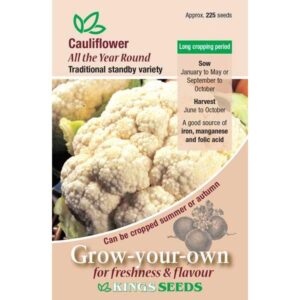 Cauliflower 'All The Year Round' Pack Kings Vegetable Seeds