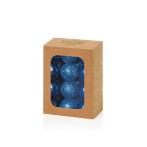 24 x Midnight Blue 30mm Shatterproof Christmas Decorations Mixed Finish Premier