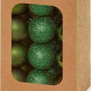 24 x Dark Green 30mm Shatterproof Christmas Baubles Mixed Finish