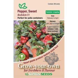 Pepper Dwarf Sweet 'Redskin' King's Pack Vegetable Seeds