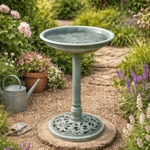 Smart Garden Verdigris Plastic Ornate Bird Bath Garden Ornament