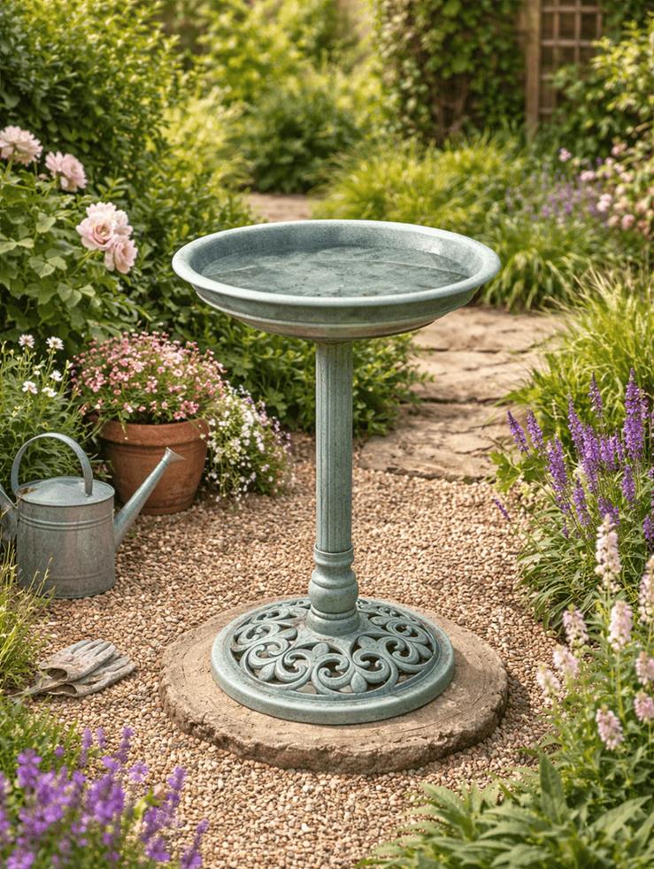 Smart Garden Verdigris Plastic Ornate Bird Bath Garden Ornament