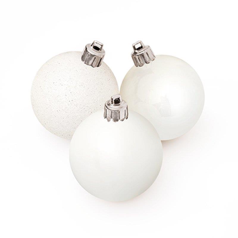 Shatterproof Baubles WHITE Mix Christmas Tree Decorations Pack 24 x 60mm - Image 3