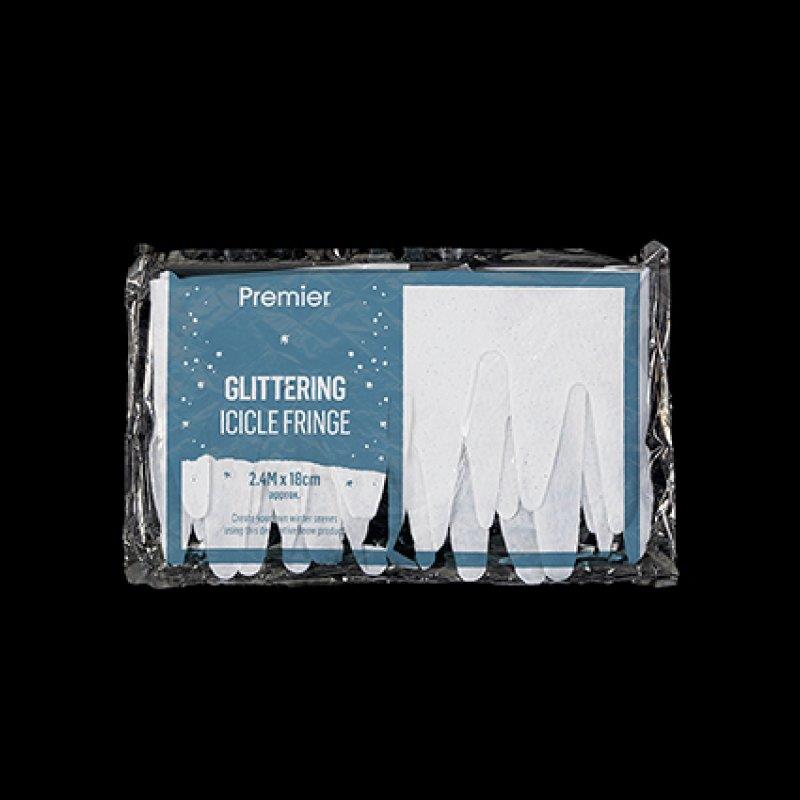 Snow Icicle Fringe Garlands Christmas Decorations 18cm Drop Pack 3 x 2.4m Long