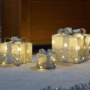 Silver Sparkly Faux Gift Boxes - Set of 3  Christmas Decoration