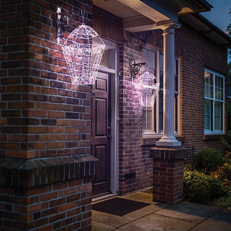 45cm Twinkling Lit White Lantern 600 Rainbow LEDs + Timer - Image 2