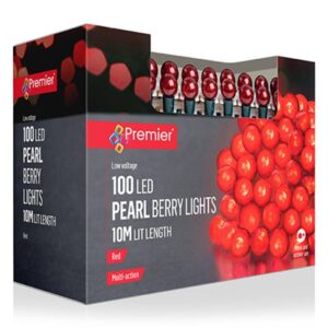 100 Red Christmas Pearl Berry Lights Premier