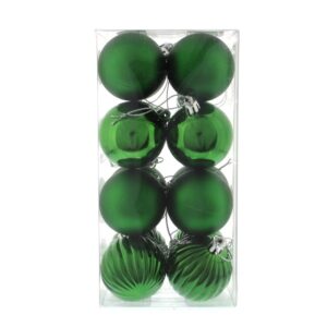 Green Mix 50mm Shatterproof Baubles Christmas Decorations Pack x16