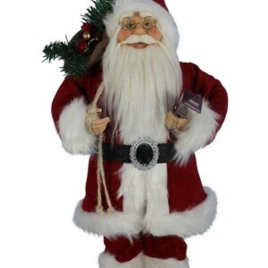 45cm Standing Traditional Santa Figure Lantern/Sack Christmas Figurine