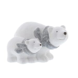 18cm Ceramic Polar Bear & Cub Christmas Decoration Ornament