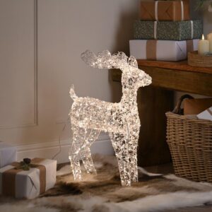 60cm Lit Clear Beaded Christmas Reindeer 500 Warm White LEDs