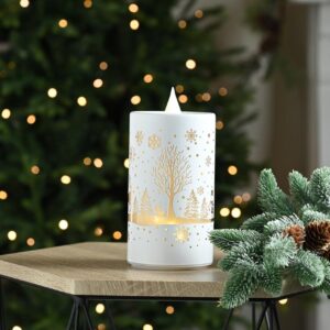Festive 18cm Spinning Glass Santa and Sleigh Christmas LED Candle
