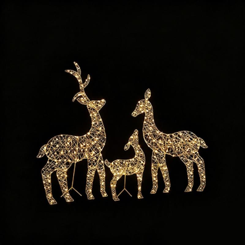 Premier 1m Lit Golden Elegance Twist Reindeer Family Set x3