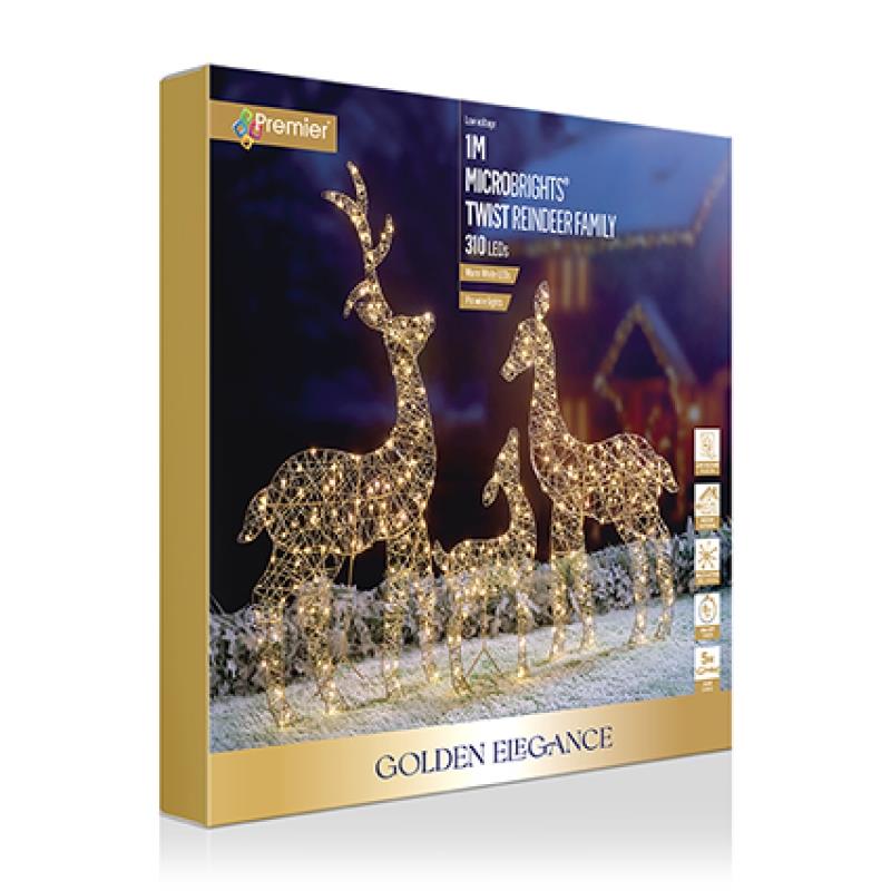Premier 1m Lit Golden Elegance Twist Reindeer Family Set x3 - Image 3