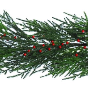 Natural Soft Green Norfolk Pine Garland 150cm Christmas + Berries