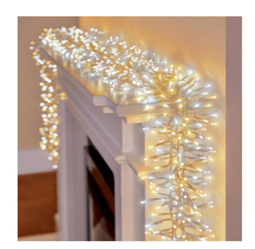 Premier 720 LED Cluster Christmas Lights & Timer Cool & Warm White Mix (Clear Cable) - Image 2
