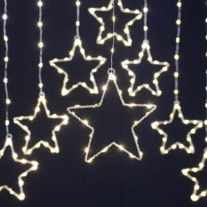 Warm White Star Curtain Lights & Timer 120x120cm