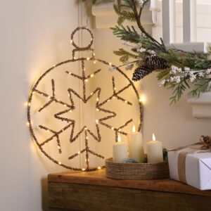 49cm B/O Twinkling Gold Snowflake Ball Warm White LED  Festive