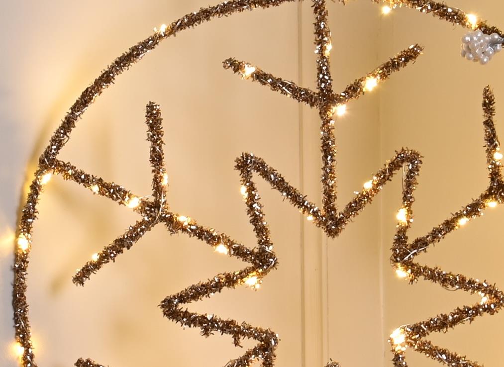 49cm B/O Twinkling Gold Snowflake Ball Warm White LED Festive - Image 2