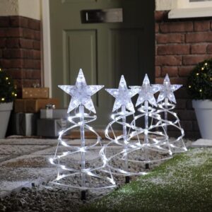 Set of 4 Spiral Pathfinder Trees White LED Christmas